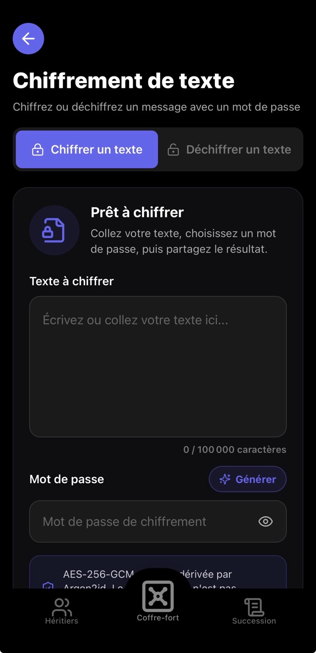Chiffrement de texte Heirion
