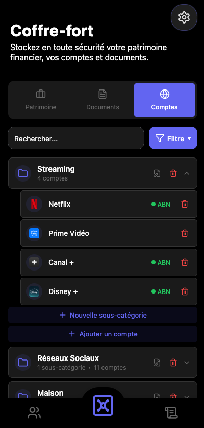 Comptes dans le coffre-fort Heirion